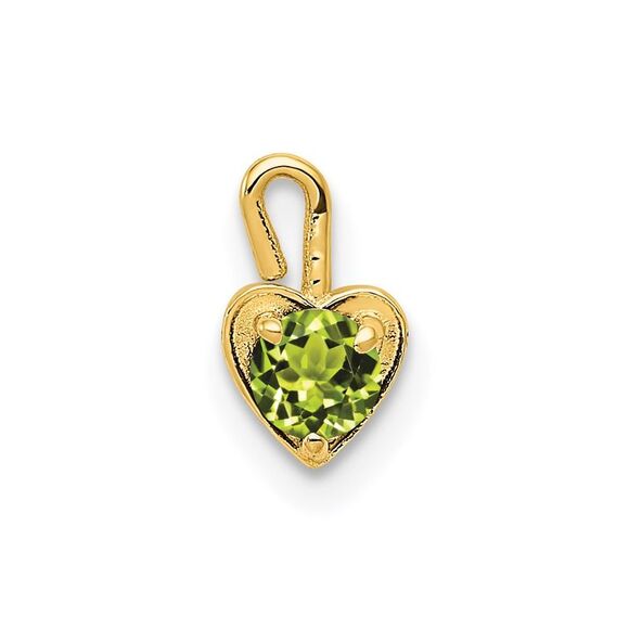 14K Yellow Gold August Synthetic Birthstone Heart Charm